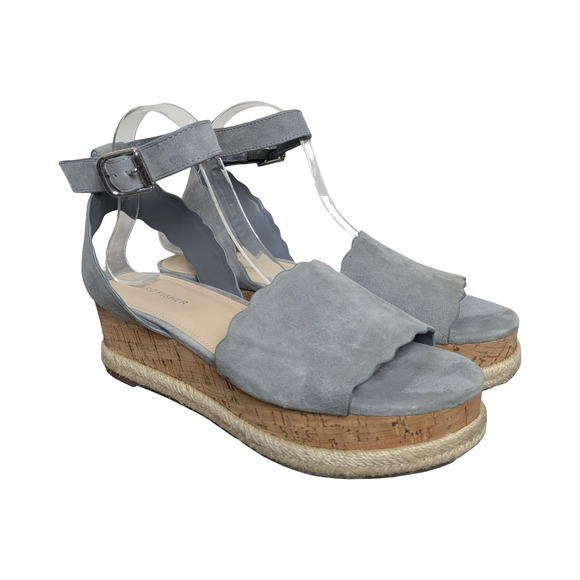 Marc Fisher Blue Suede Faitful Scalloped Wedge Espadrilles 8.5 - Picture 11 of 14